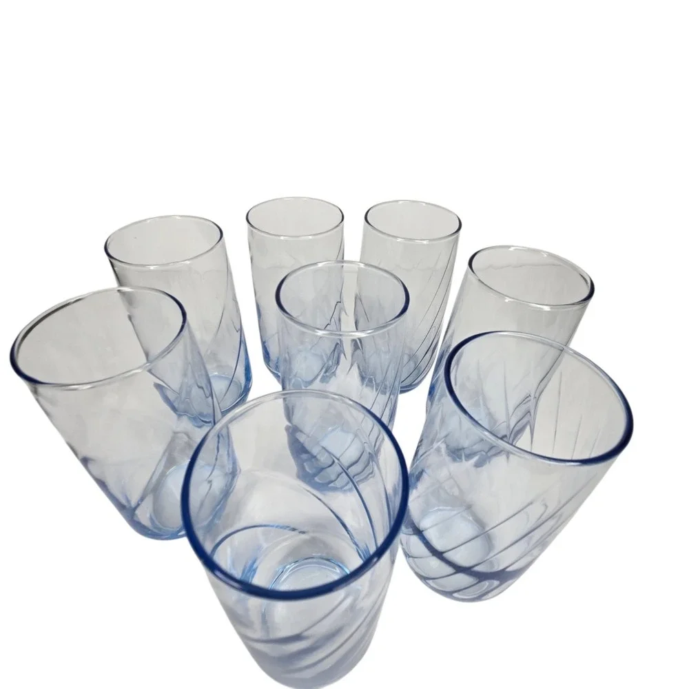 Vintage Libbey Misty Blue Optic Swirl Iced Tea Tumblers Set of 4 Country Cottage